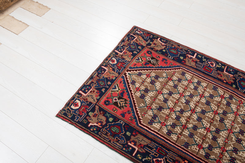 9' 4" x 3' 6" Excellent Hand-Knotted Antique Brown Tribal Runner Rug - Yasi & Fara 