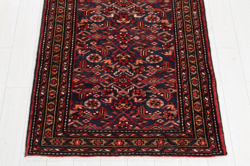 9' 8" x 3' 8" Excellent Hand-Knotted Vintage Dark Navy Blue Tribal Runner Rug - Yasi & Fara 