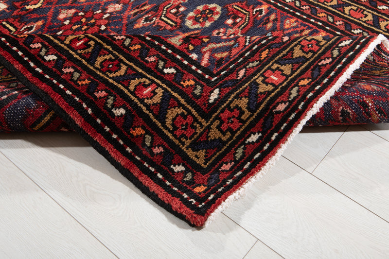 9' 8" x 3' 8" Excellent Hand-Knotted Vintage Dark Navy Blue Tribal Runner Rug - Yasi & Fara 