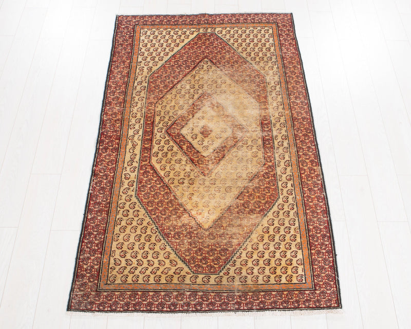 5' 10" x 3' 6" Excellent Hand-Knotted Distressed Antique Rug - Yasi & Fara 