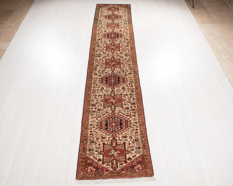 12' 6" x 2' 6" Excellent Hand-Knotted Antique Collectible Beige Tribal Runner Rug - Yasi & Fara 