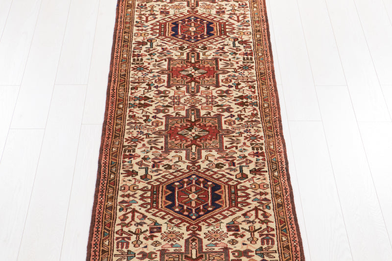 12' 6" x 2' 6" Excellent Hand-Knotted Antique Collectible Beige Tribal Runner Rug - Yasi & Fara 
