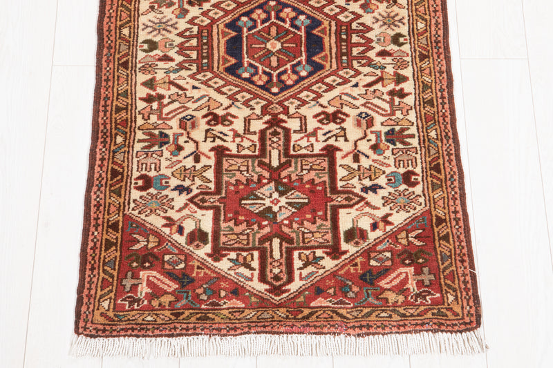 12' 6" x 2' 6" Excellent Hand-Knotted Antique Collectible Beige Tribal Runner Rug - Yasi & Fara 