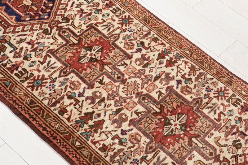 12' 6" x 2' 6" Excellent Hand-Knotted Antique Collectible Beige Tribal Runner Rug - Yasi & Fara 