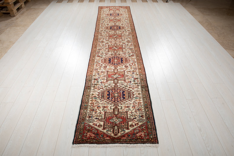 12' 6" x 2' 6" Excellent Hand-Knotted Antique Collectible Beige Tribal Runner Rug - Yasi & Fara 