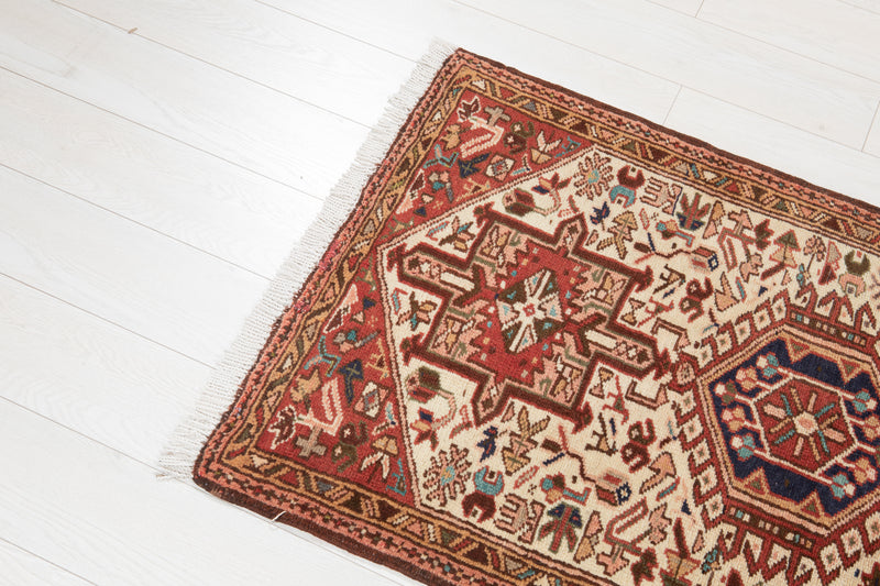 12' 6" x 2' 6" Excellent Hand-Knotted Antique Collectible Beige Tribal Runner Rug - Yasi & Fara 