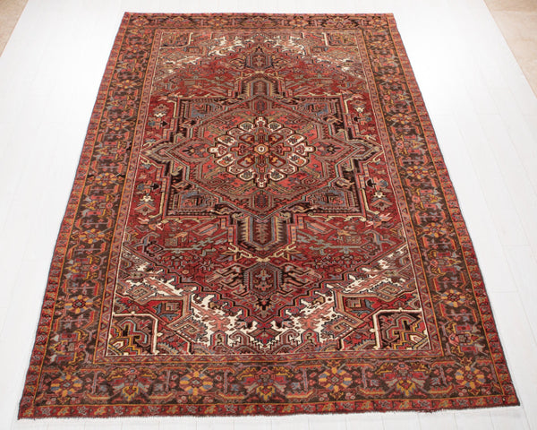 9' 4" x 6' 7" Excellent Hand-Knotted Antique Collectible Geometric Tribal Area Rug - Yasi & Fara 