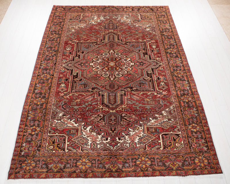 9' 4" x 6' 7" Excellent Hand-Knotted Antique Collectible Geometric Tribal Area Rug - Yasi & Fara 