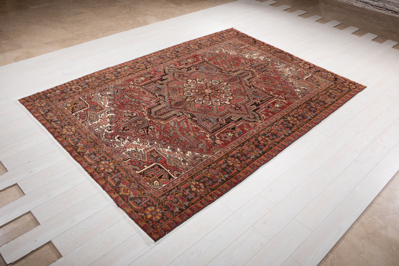 9' 4" x 6' 7" Excellent Hand-Knotted Antique Collectible Geometric Tribal Area Rug - Yasi & Fara 