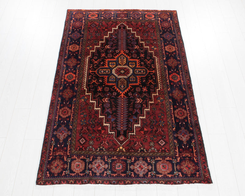 6' 6" x 4' Excellent Hand-Knotted Vintage Geometric Collectible Tribal Rug - Yasi & Fara 