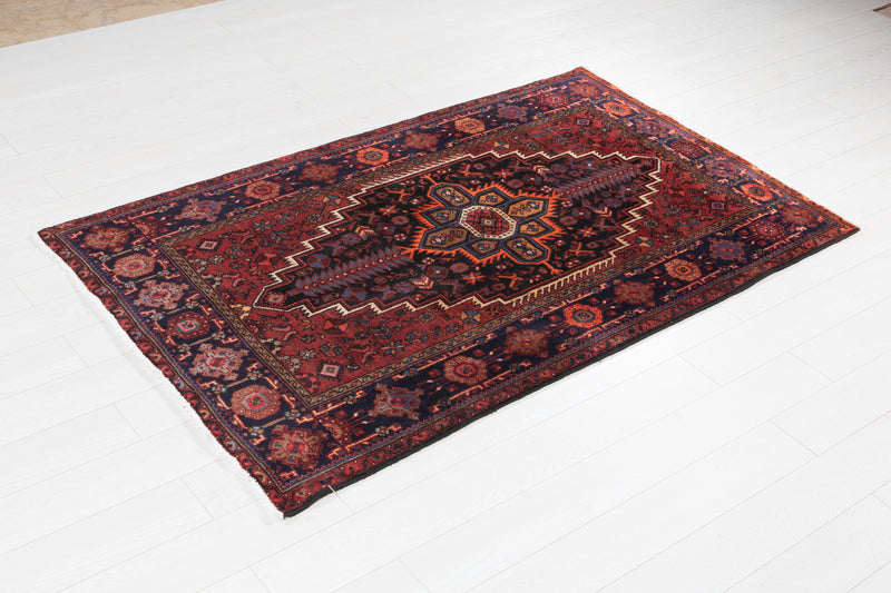 6' 6" x 4' Excellent Hand-Knotted Vintage Geometric Collectible Tribal Rug - Yasi & Fara 