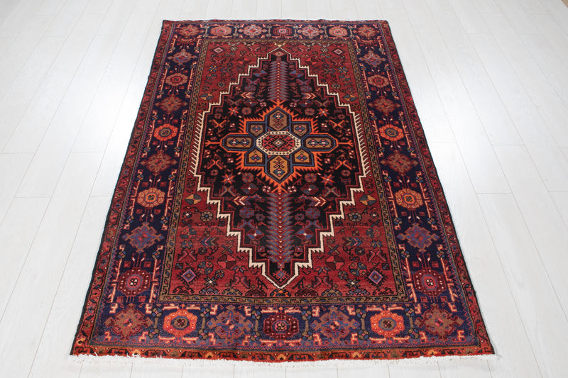 6' 6" x 4' Excellent Hand-Knotted Vintage Geometric Collectible Tribal Rug - Yasi & Fara 