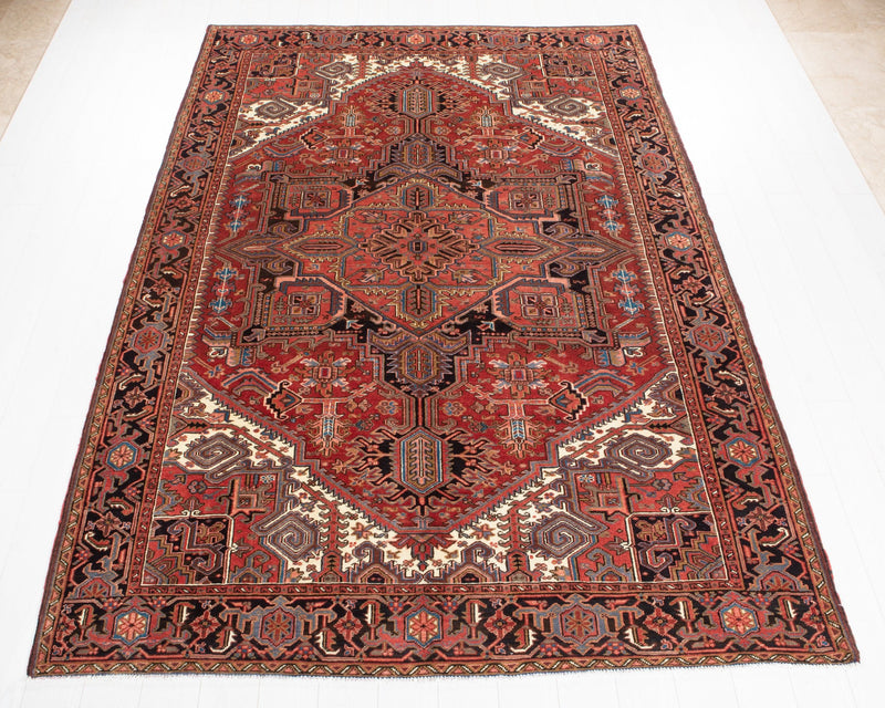 9' 9" x 6' 11" Excellent Hand-Knotted Vintage Geometric Collectible Tribal Area Rug - Yasi & Fara 