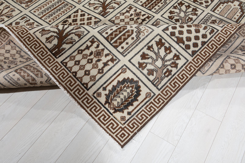 11' 6" x 8' 6" Excellent Hand-Knotted Neutral Antique Large Area Rug - Yasi & Fara 