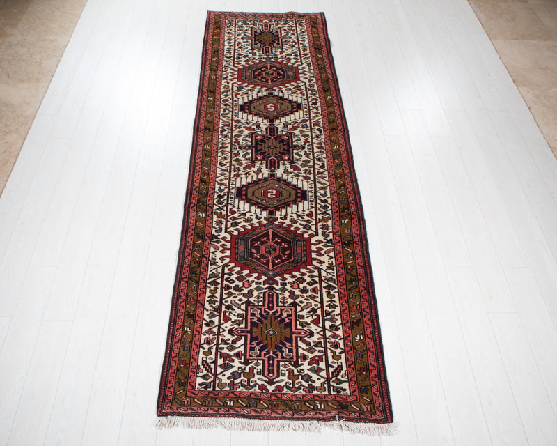 10' 4" x 3' 1" Excellent Hand-Knotted Vintage Tribal Runner Rug - Yasi & Fara 