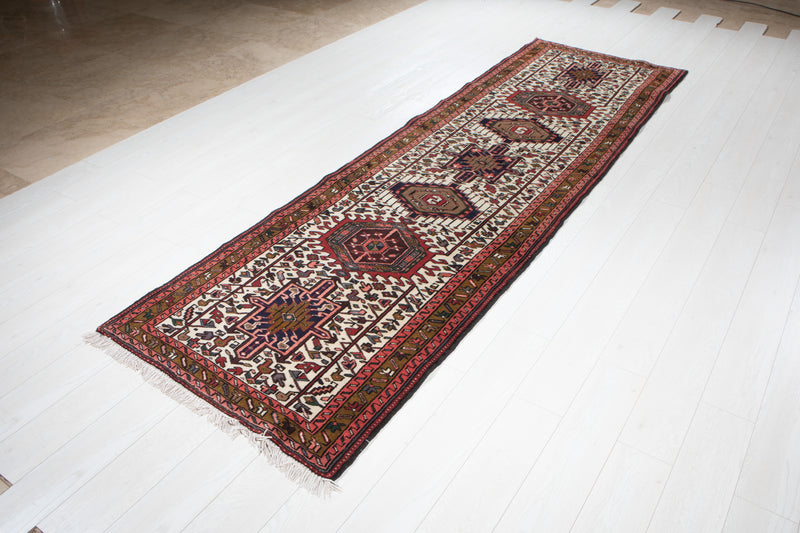 10' 4" x 3' 1" Excellent Hand-Knotted Vintage Tribal Runner Rug - Yasi & Fara 