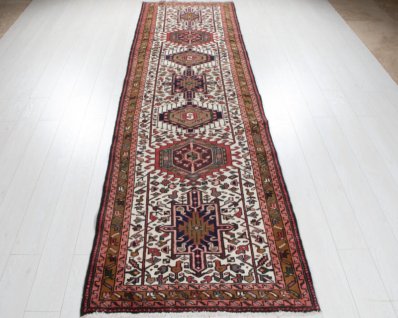 10' 4" x 3' 1" Excellent Hand-Knotted Vintage Tribal Runner Rug - Yasi & Fara 