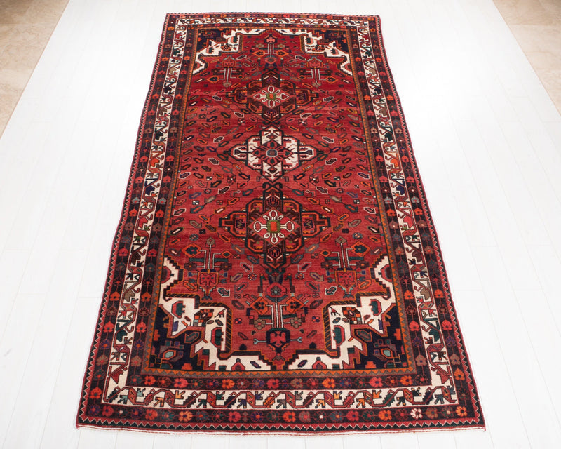 10' 3" x 5' 4" Excellent Hand-Knotted Vintage Red Tribal Rug - Yasi & Fara 