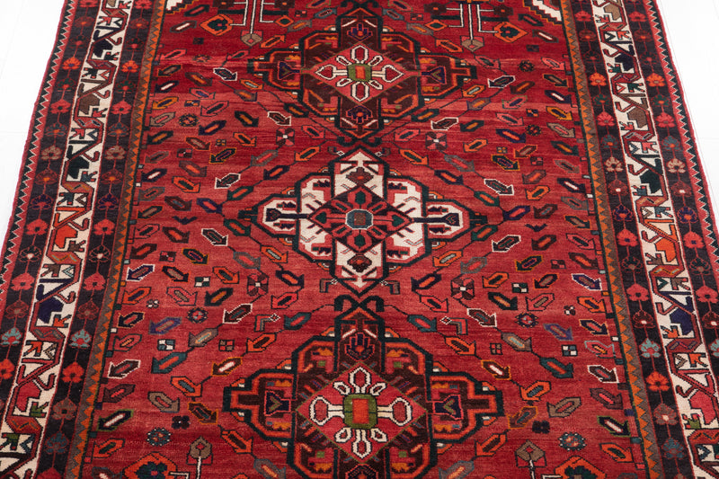 10' 3" x 5' 4" Excellent Hand-Knotted Vintage Red Tribal Rug - Yasi & Fara 