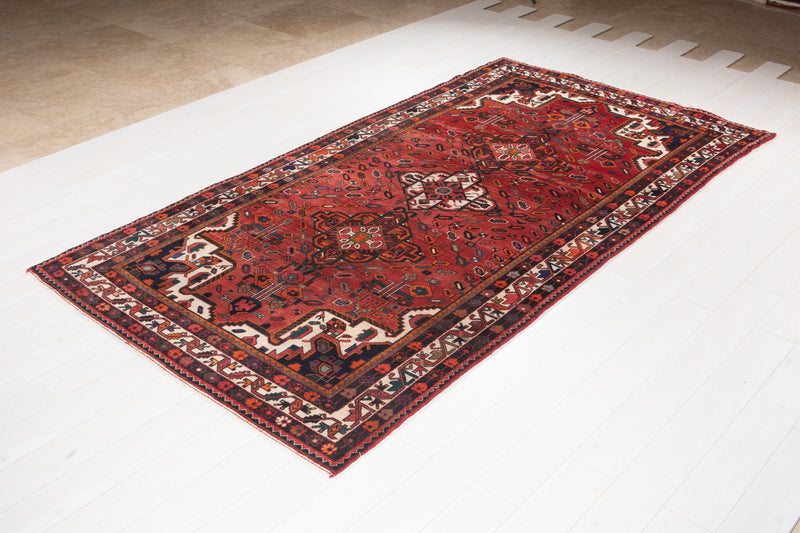 10' 3" x 5' 4" Excellent Hand-Knotted Vintage Red Tribal Rug - Yasi & Fara 