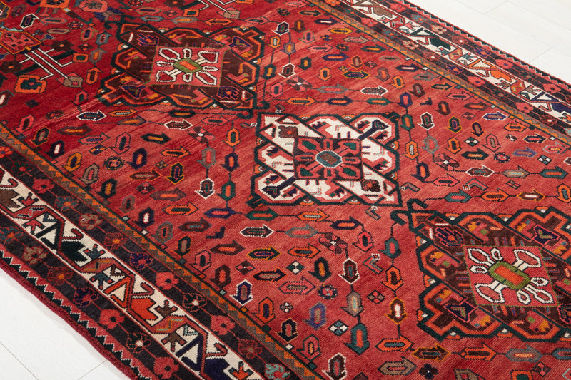 10' 3" x 5' 4" Excellent Hand-Knotted Vintage Red Tribal Rug - Yasi & Fara 