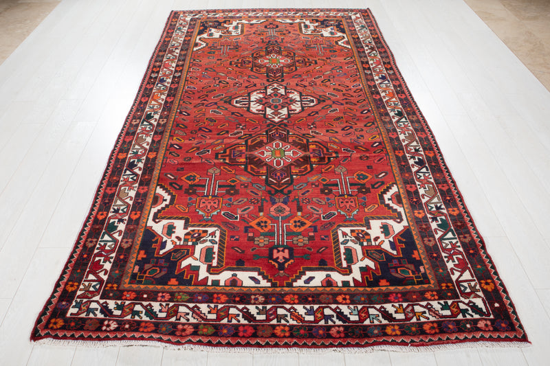 10' 3" x 5' 4" Excellent Hand-Knotted Vintage Red Tribal Rug - Yasi & Fara 