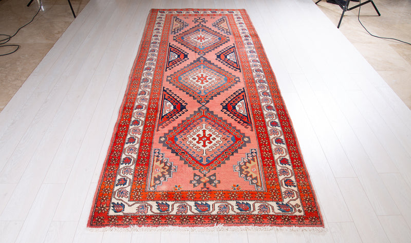  RESERVED -  10' 4" x 4' 2" Excellent Hand-Knotted Vintage Wide Runner Rug, , Boho Rug Discount by Yasi & Fara, Boho Rug Discount by Yasi & Fara