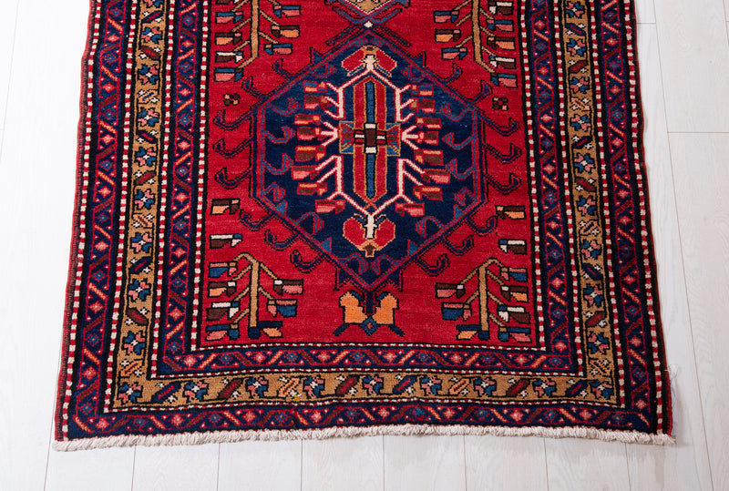  10' 9" x 3' 9" Excellent Hand-Knotted Vintage Tribal Runner Rug, , Boho Rug Discount by Yasi & Fara, Boho Rug Discount by Yasi & Fara
