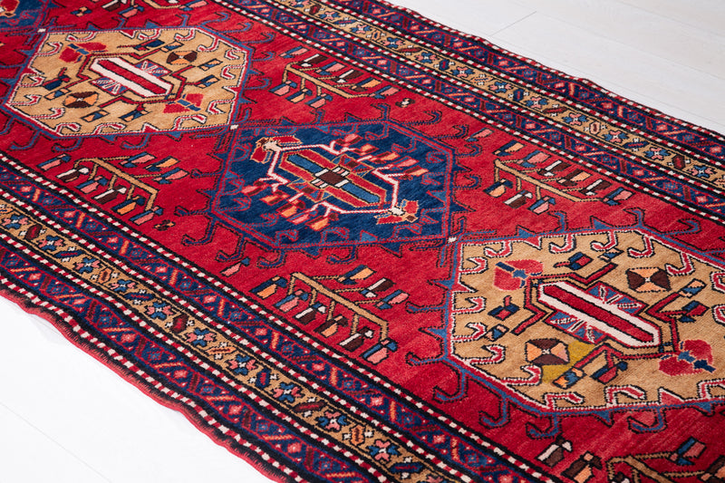  10' 9" x 3' 9" Excellent Hand-Knotted Vintage Tribal Runner Rug, , Boho Rug Discount by Yasi & Fara, Boho Rug Discount by Yasi & Fara