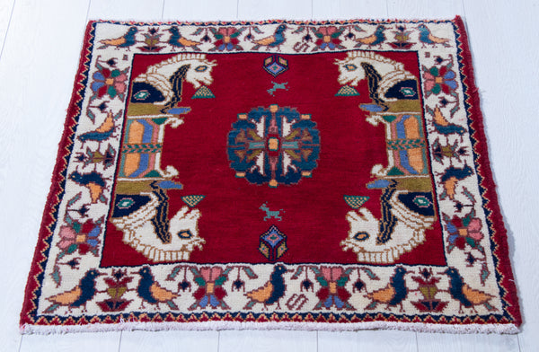  2' 4" x 2' 2" Hand-Knotted Vintage Mini Tribal Rug, , Boho Rug Discount by Yasi & Fara, Boho Rug Discount by Yasi & Fara