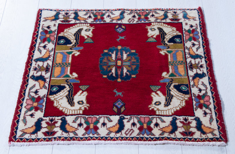  2' 4" x 2' 2" Hand-Knotted Vintage Mini Tribal Rug, , Boho Rug Discount by Yasi & Fara, Boho Rug Discount by Yasi & Fara
