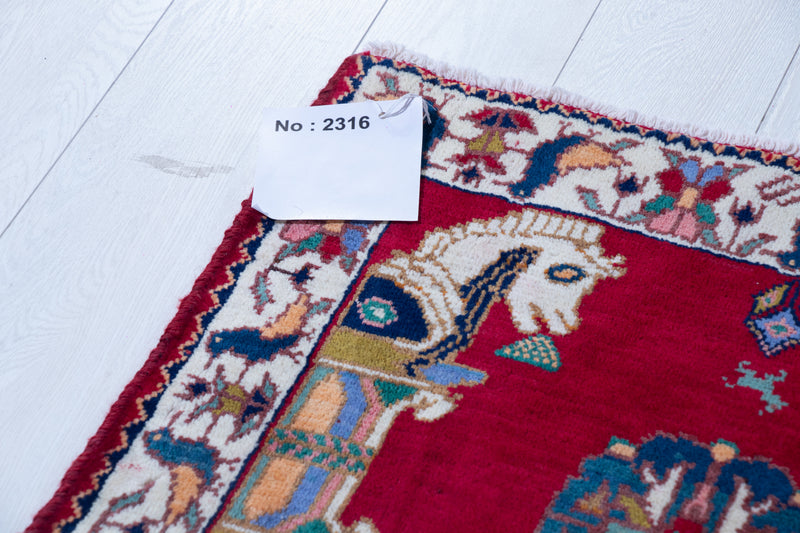  2' 4" x 2' 2" Hand-Knotted Vintage Mini Tribal Rug, , Boho Rug Discount by Yasi & Fara, Boho Rug Discount by Yasi & Fara