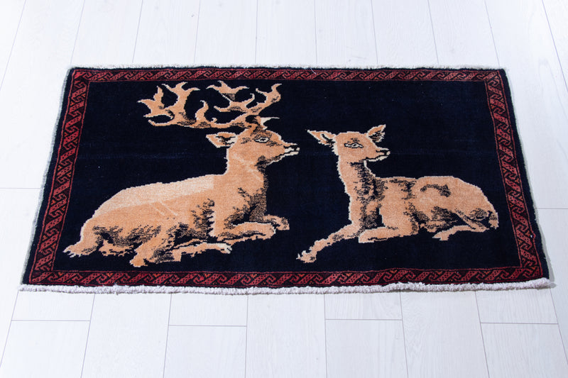  1' 10" x 3' 5" Pair of Hand-Knotted Vintage Tribal Mini Rugs, , Boho Rug Discount by Yasi & Fara, Boho Rug Discount by Yasi & Fara
