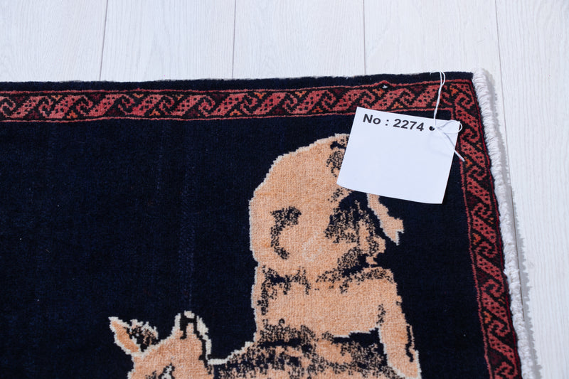  1' 10" x 3' 5" Pair of Hand-Knotted Vintage Tribal Mini Rugs, , Boho Rug Discount by Yasi & Fara, Boho Rug Discount by Yasi & Fara