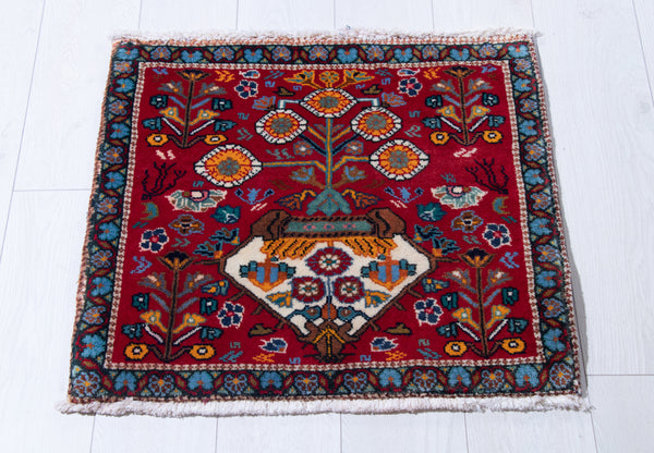  1' 11" x 2' Hand-Knotted Vintage Tribal Mini Rug, , Boho Rug Discount by Yasi & Fara, Boho Rug Discount by Yasi & Fara